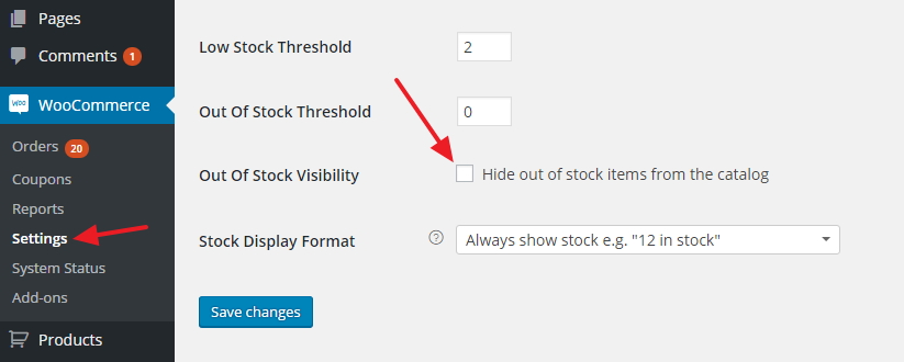 woocommerce hide out of stock products